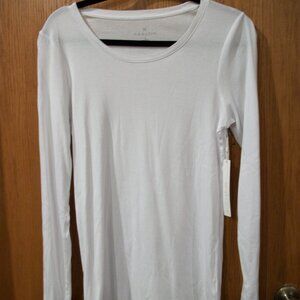 Caslon NWT All Cotton Scoop Neck Everyday LS White Tee Sz XL